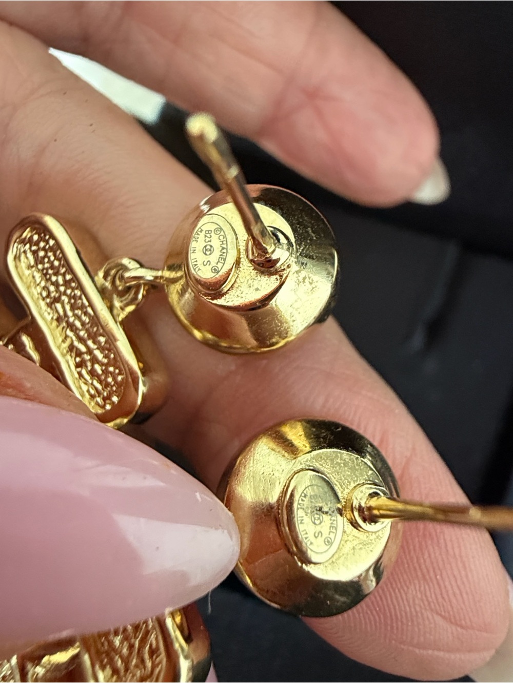 CHANEL Black & Gold Perfume Bottle Drop Earrings with Crystal Accents - Picture 3 of 8